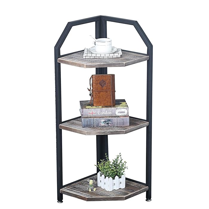 Buy Industrial Metal Bookshelf Modern/Rustic Corner Book Shelves with