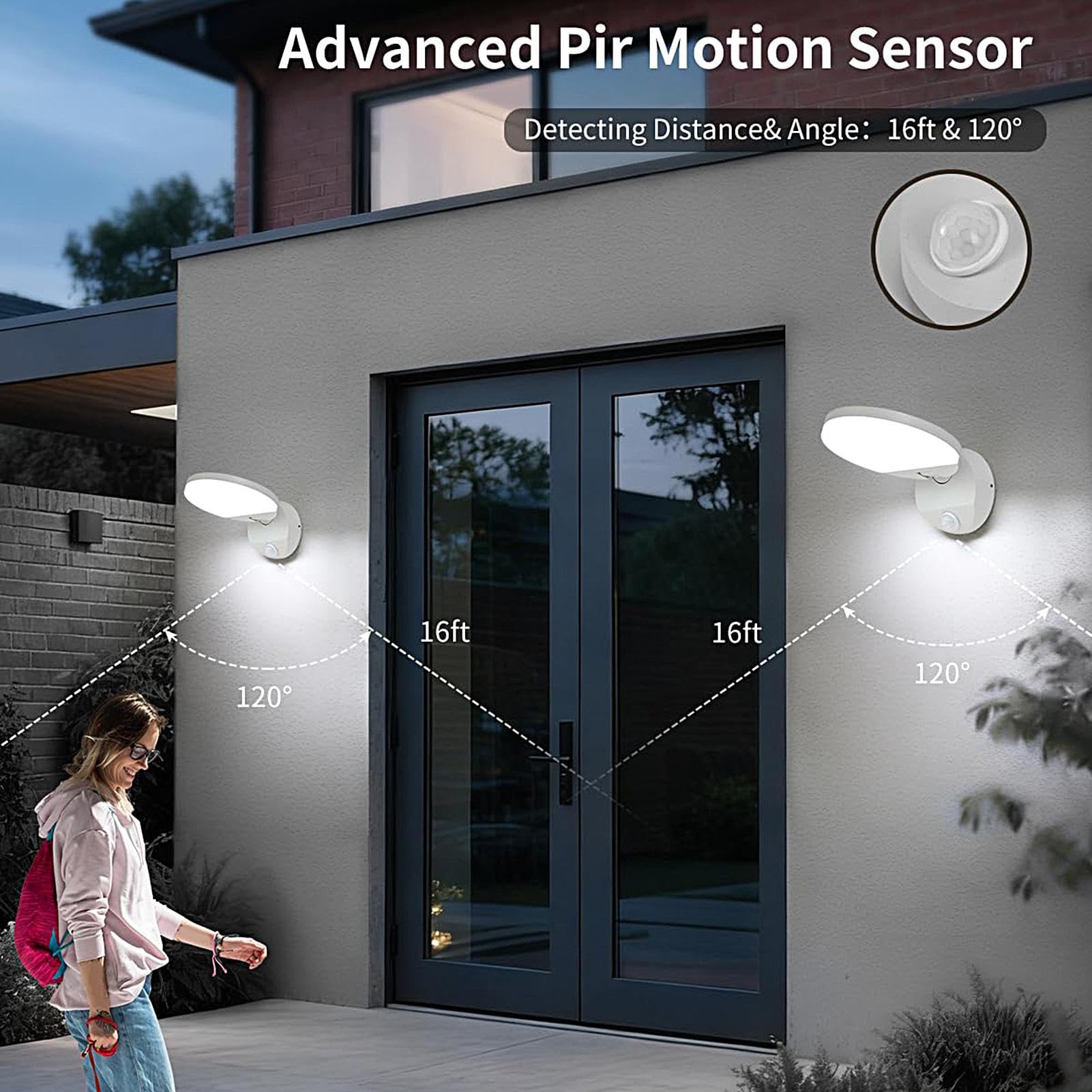 Motion Sensor Applique A Parete Rotondo Orientabile Decorativo 18W