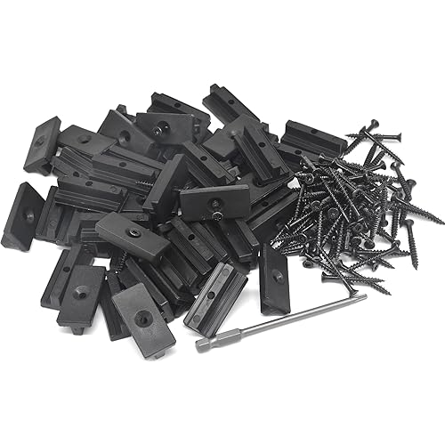 Hidden Deck Fastener, Hidden Fasteners for Composite Decking Board, Composite Decking Clips & Plastic Hidden Fasteners with Screws, Universal Composite Deck Fasteners (100)
