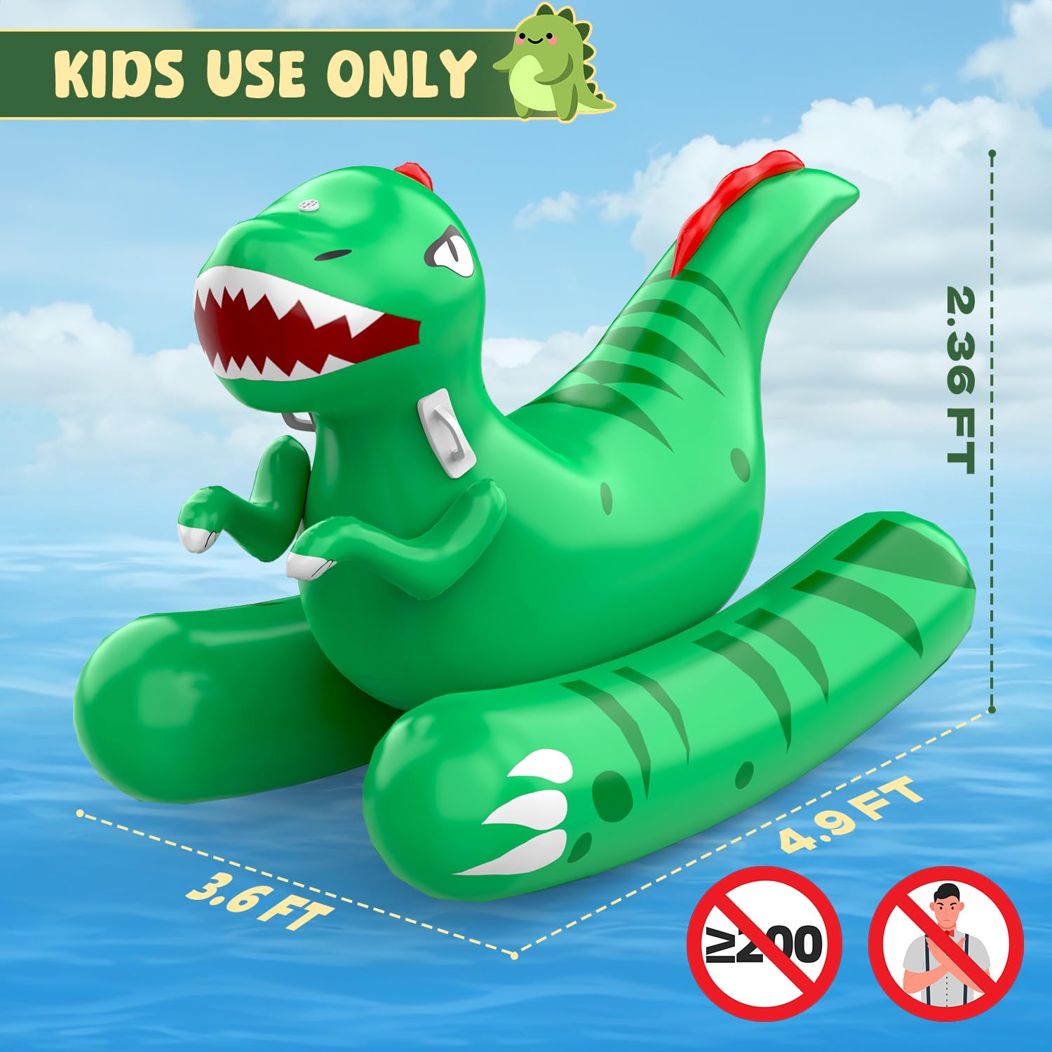 Skirfy Aufblasbare Dinosaurier Swimmingpool-Flöße Wasser Pool Luftmatratze mit Sprinkler für den Garten, 2-in-1 Wasserspielzeug Spielzeug für Wasserpartys Sommerparty für den Sommer