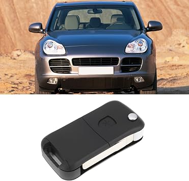 eMagTech 1pc 2-Button Replacement Folding Remote Key Shell Case Replace Worn 2-Button Flip Key Housing Compatible with Porsche 955 Cayenne