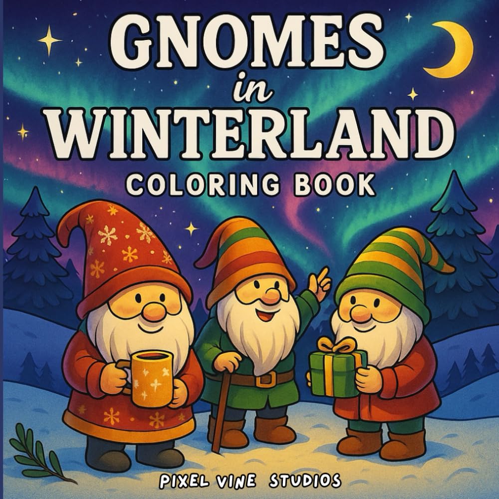 Gnomes in Winterland: A Magical Winter Adventure Coloring Book with Cozy Gnomes and Snowy Scenes for Stress Relief &Relaxation