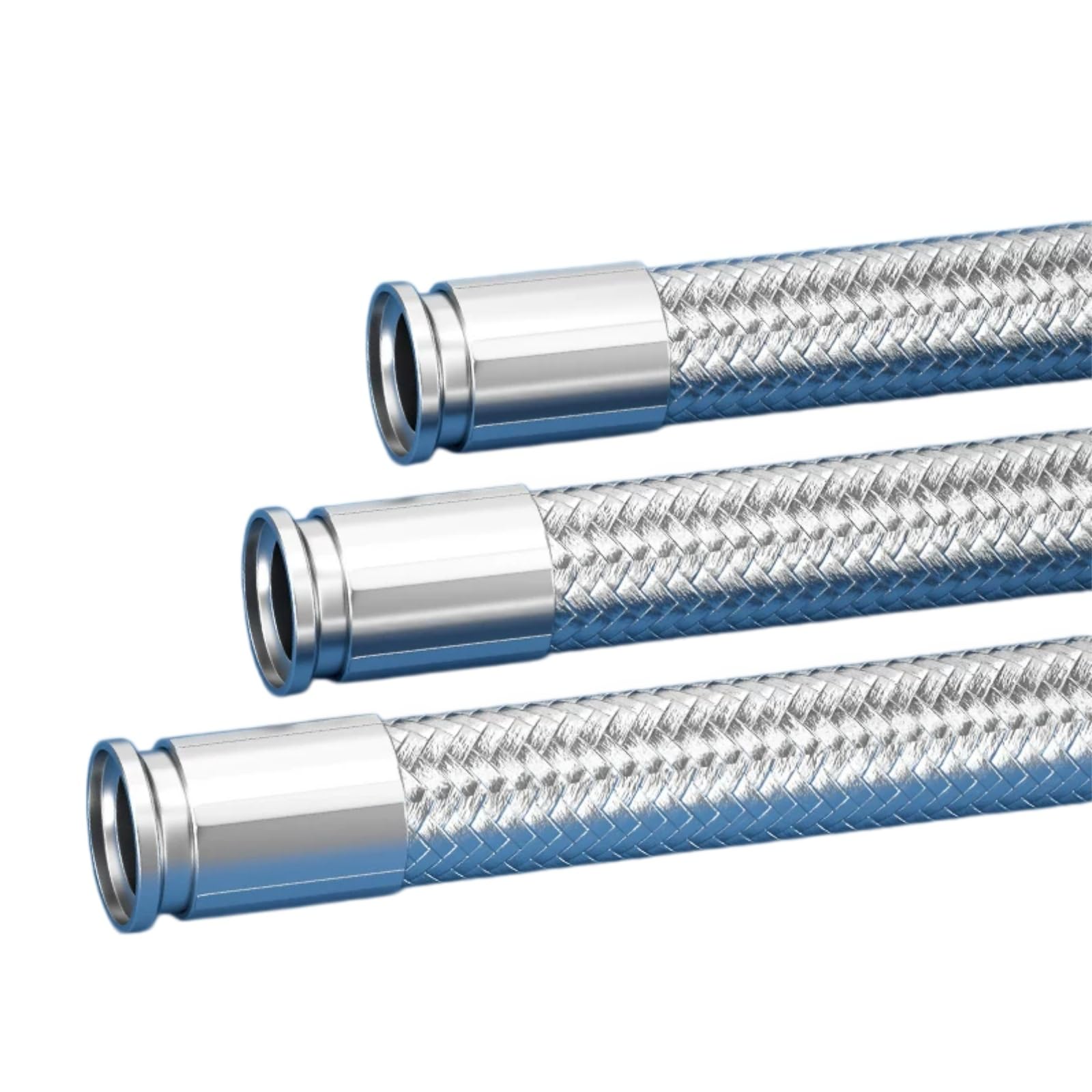 Purzen 304 Stainless Steel Braided Corrugated PTFE Hose, PTFE Lined Metal Hose with 77.5mm Tri-Clamp for Industrial Process Systems 60mmx64mm,80mm
