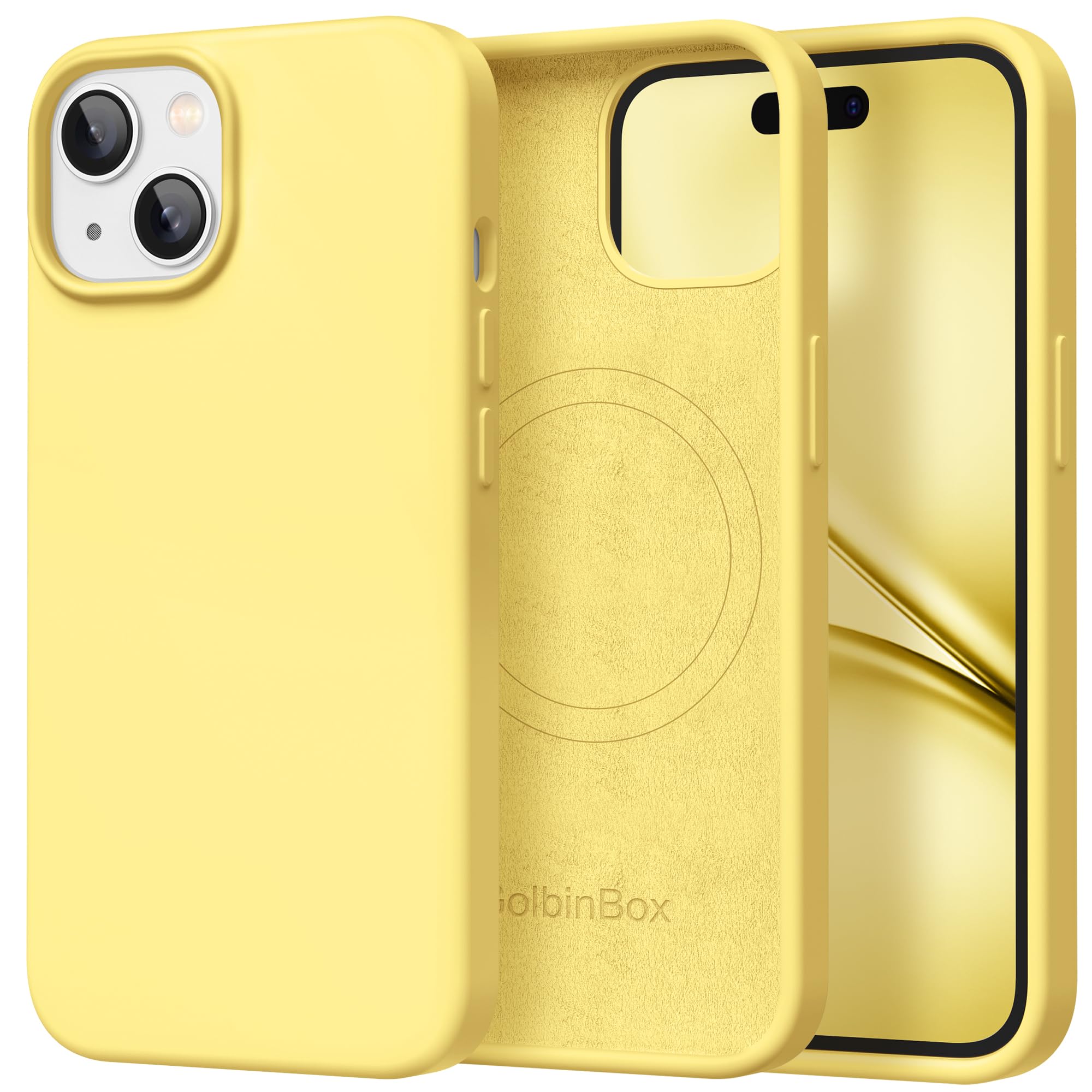 GolbinBox Magnetic for iPhone 15 Case, Silicone Cover, Buttercream Yellow