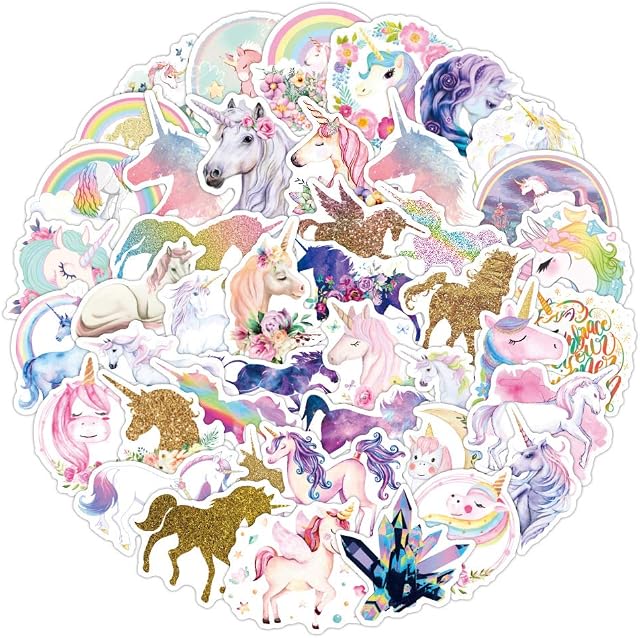 Unicorn Gifts Stickers Aesthetic, NAVK 50 Pcs Cute Stickers Toys for Kids Girls, Waterproof Vinyl Stickers for Laptop Skateboard Car Water Bottle Phone