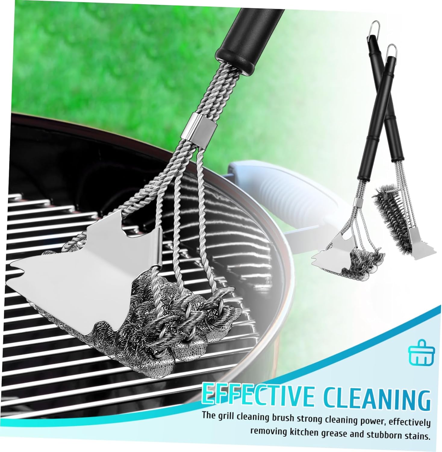 2pcs Grill Brush Heavy Duty Grill Cleaner Strong Bristles for Outdoor BBQ Dual- Design for Versatile Cleaning Comfortable Grip for Effortless Use