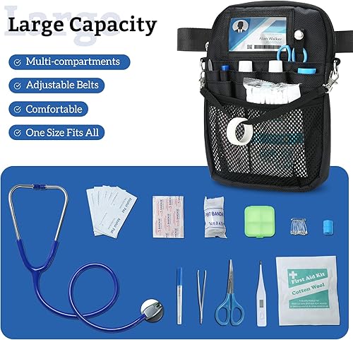 Miniatura 9 de ProCase Riñonera para enfermera, riñonera médica de enfermería para mujeres, bolsa organizadora de enfermera para llevar estetoscopios y suministros