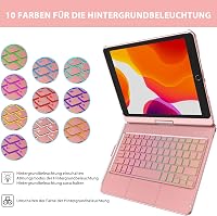 SZO iPad 10.2 Billentyűzet Tok 360° Forgatható QWERTZ Vezeték Nélküli Bluetooth Világítással 8