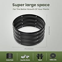 Vista 5 de ZXZYHFTY Kit de cama de jardín elevada galvanizada redonda, caja de maceta elevada negra para jardín, macetas elevadas redondas de metal grandes