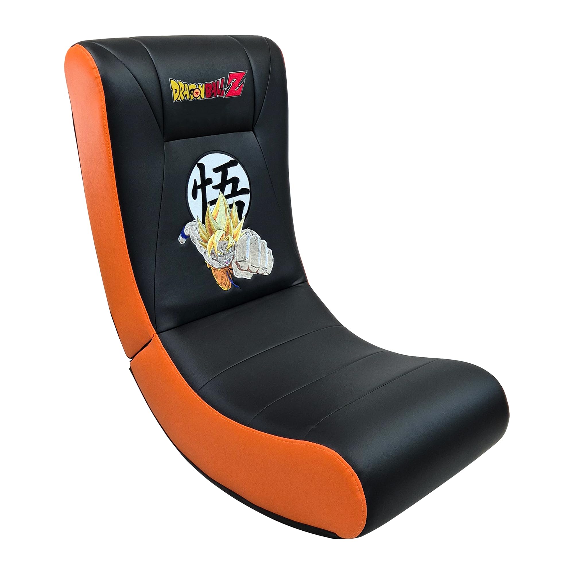 SUBSONIC – Gaming-Schaukelstuhl Dragon Ball – Ergonomischer Schaukelstuhl mit offizieller Lizenz – Kunstleder in Schwarz und Orange mit Stickereien – Bequemer Stuhl für Wohnzimmer oder Schlafzimmer