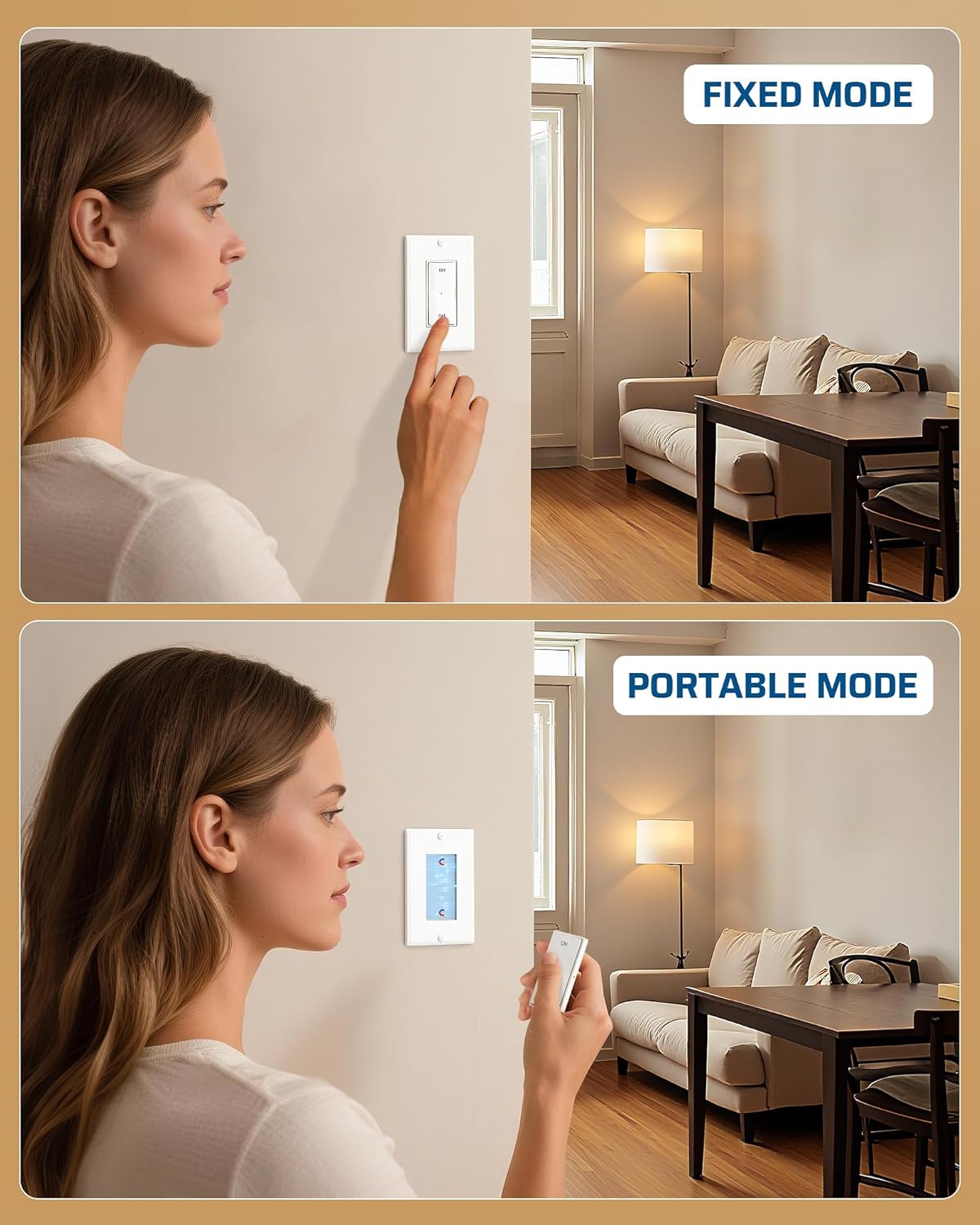 DEWENWILS Remote Control Outlet Wireless Wall Mounted Light Switch, Electrical Plug in On Off Power Switch for Lamp, Fan, Household Appliance, No Wiring, 100 Feet RF Range, ETL Listed, Programmable