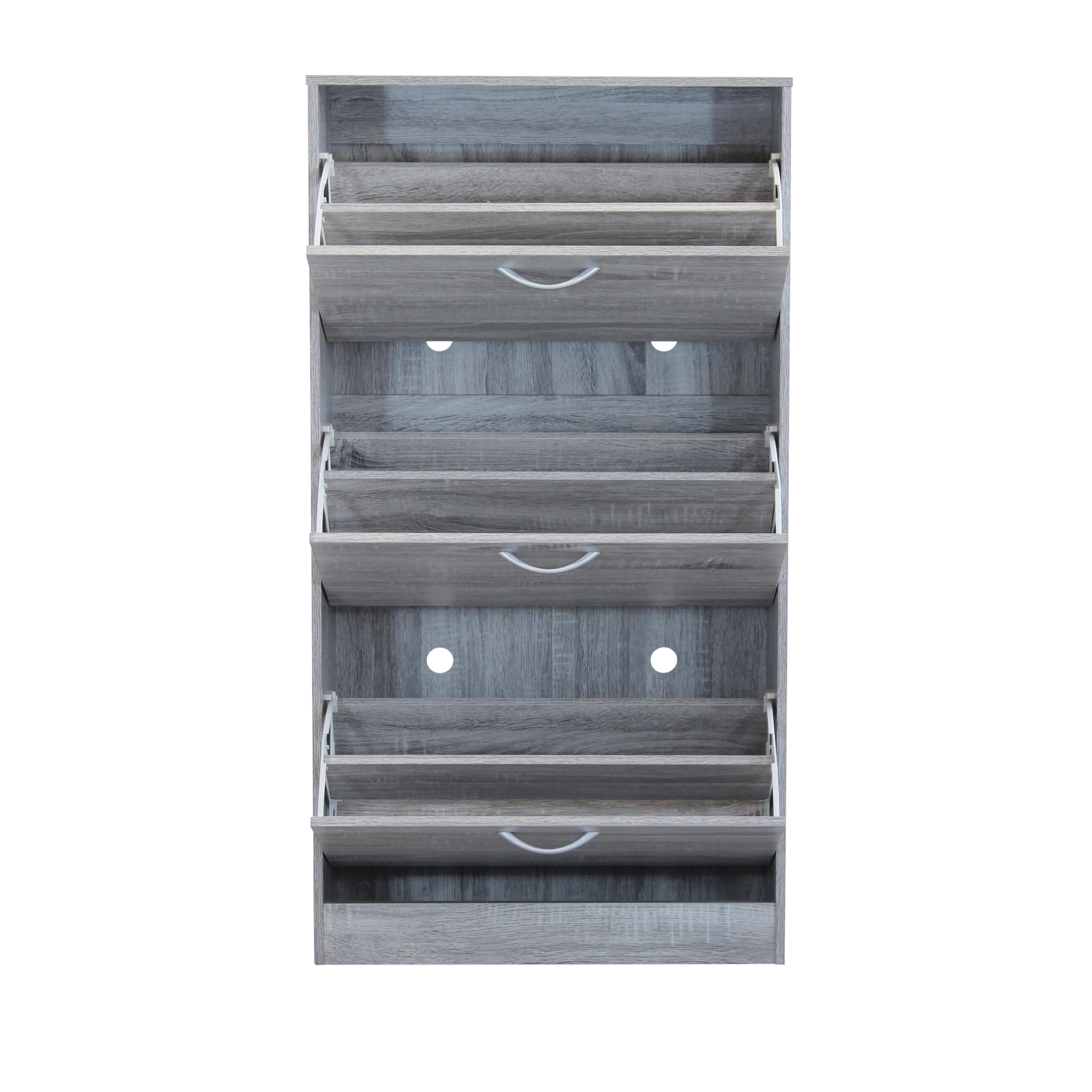 MilaniHome.it - Scarpiera Con 3 Ante In Legno Di Design Porta Scarpe Di Alta Qualità, Cm 60x24x115 H Colore: Grigio chiaro