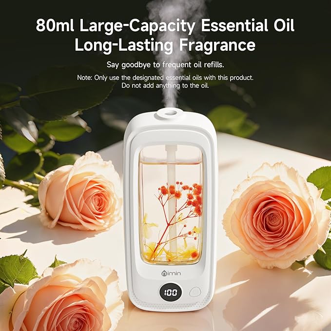 Difusor de Aromas sin Agua nimin, Recargable, con Flores y 3 Aceites miniatura 5