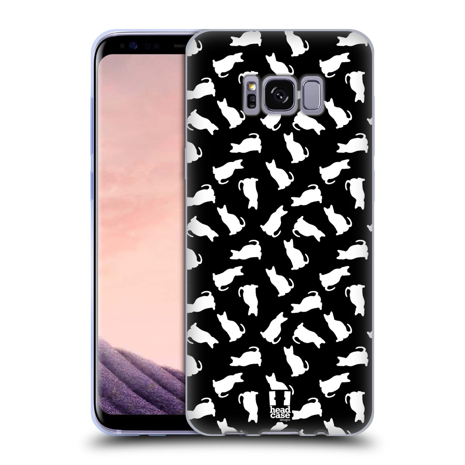 Head Case DesignsHead Case Designs White Pattern Printed Cats 2 Soft Gel Case Compatible with Samsung Galaxy S8