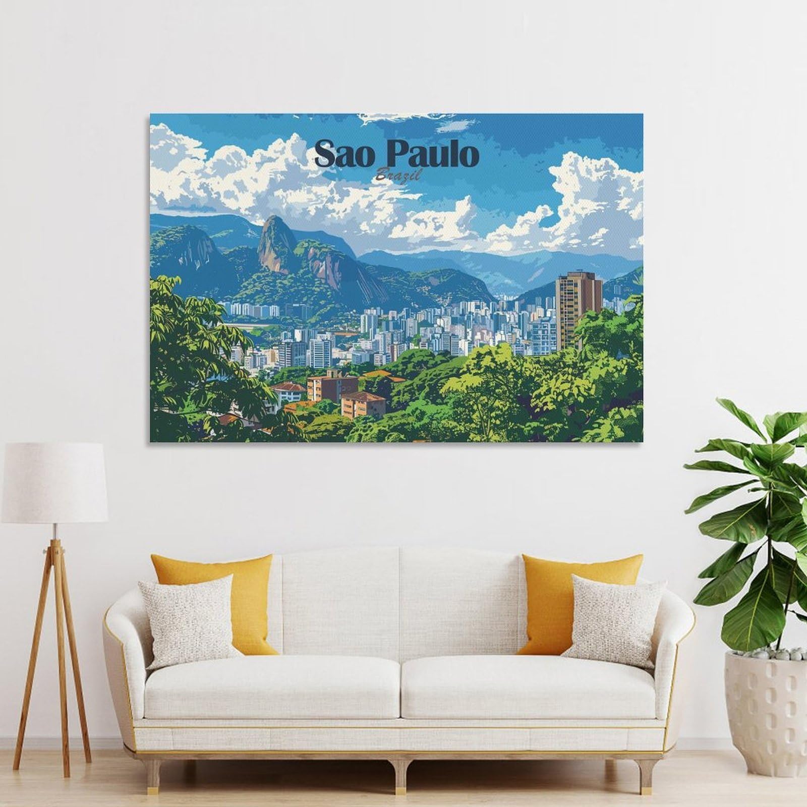Junmoney Unframe-Style-14 Sao Paulo Cityscape Wall Picture Print, 12X18inch(30X45cm), For Wall Displays, Bedrooms Or Room Updates, Decorative Artwork With Flexible Styling