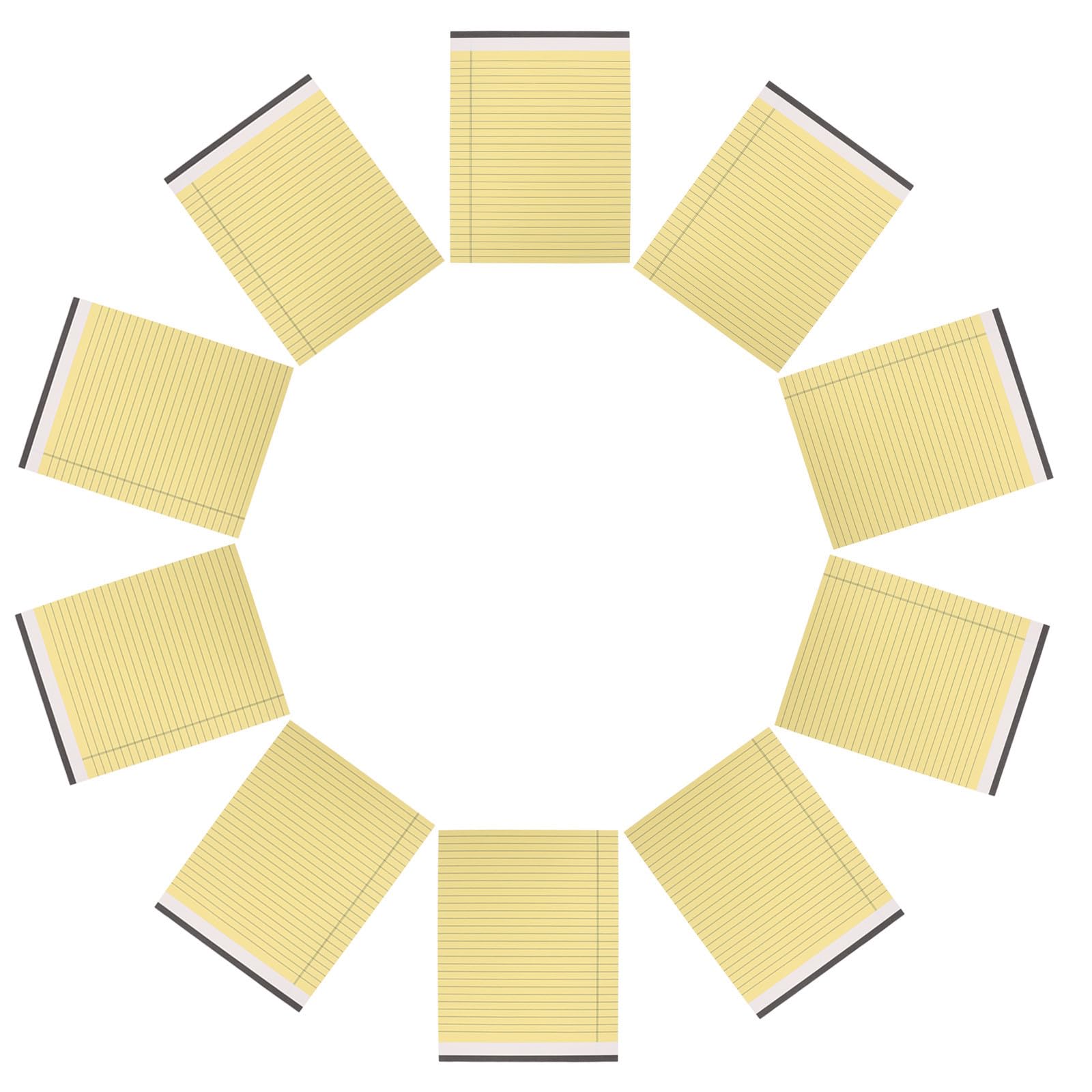 VICASKY Blocco Note Legale Giallo per Prendere Appunti 10 Pezzi 30 Pagine Doppia Stampa e Perforate, Carta Spessa Taccuino Portatile per Scuola e Ufficio