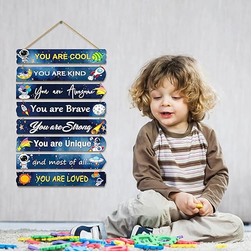 Miniatura 32 de Decoración de unicornio para dormitorio de niñas, arte de pared inspirador para niños, decoraciones de pared de arco iris, letrero de madera