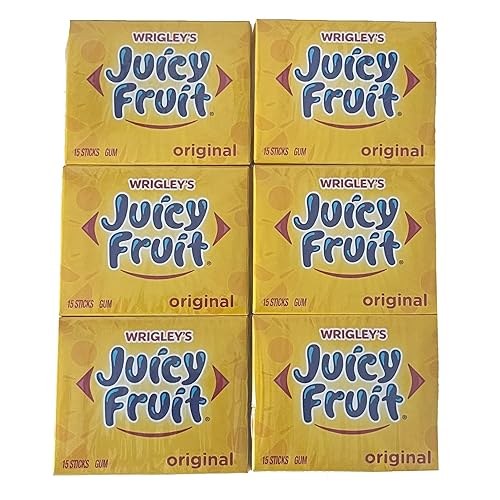 Goma de goma original de Juicy Fruit  16 paquetes de tamaño de bolsillo  6 paquetes totales