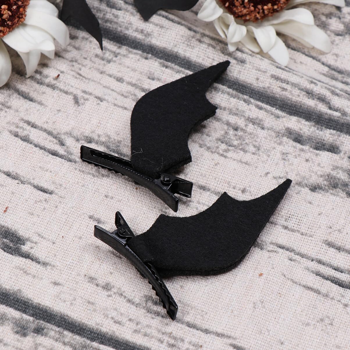 Luxshiny Devil Wings Hair Clip Set - 6 Black Non Woven Clips for Halloween Party Use Cute Bat Wing Barrettes for Girls and Women - Image 4
