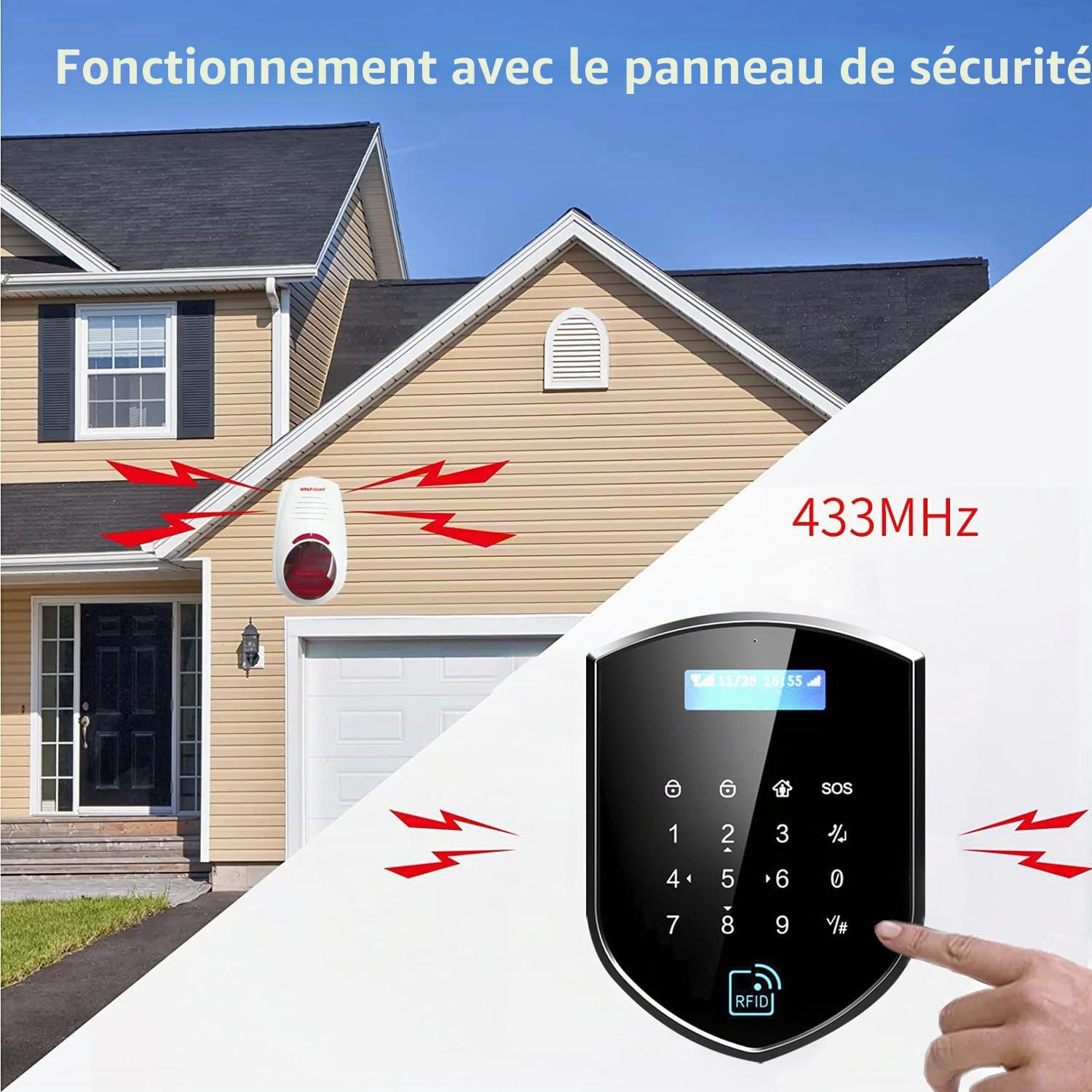 Wolf Guard WT4R-W03 Alarme Maison sans Fil WiFi GSM/4G Connectée | Sirène Extérieure, Capteur de Fenêtre de Porte, Compatible Amazon Alexa, Compatible Assistant Google