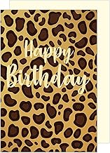 Edition Seidel Biglietto di auguri di compleanno con stampa dorata e busta - motivo leopardato modello Leo Style