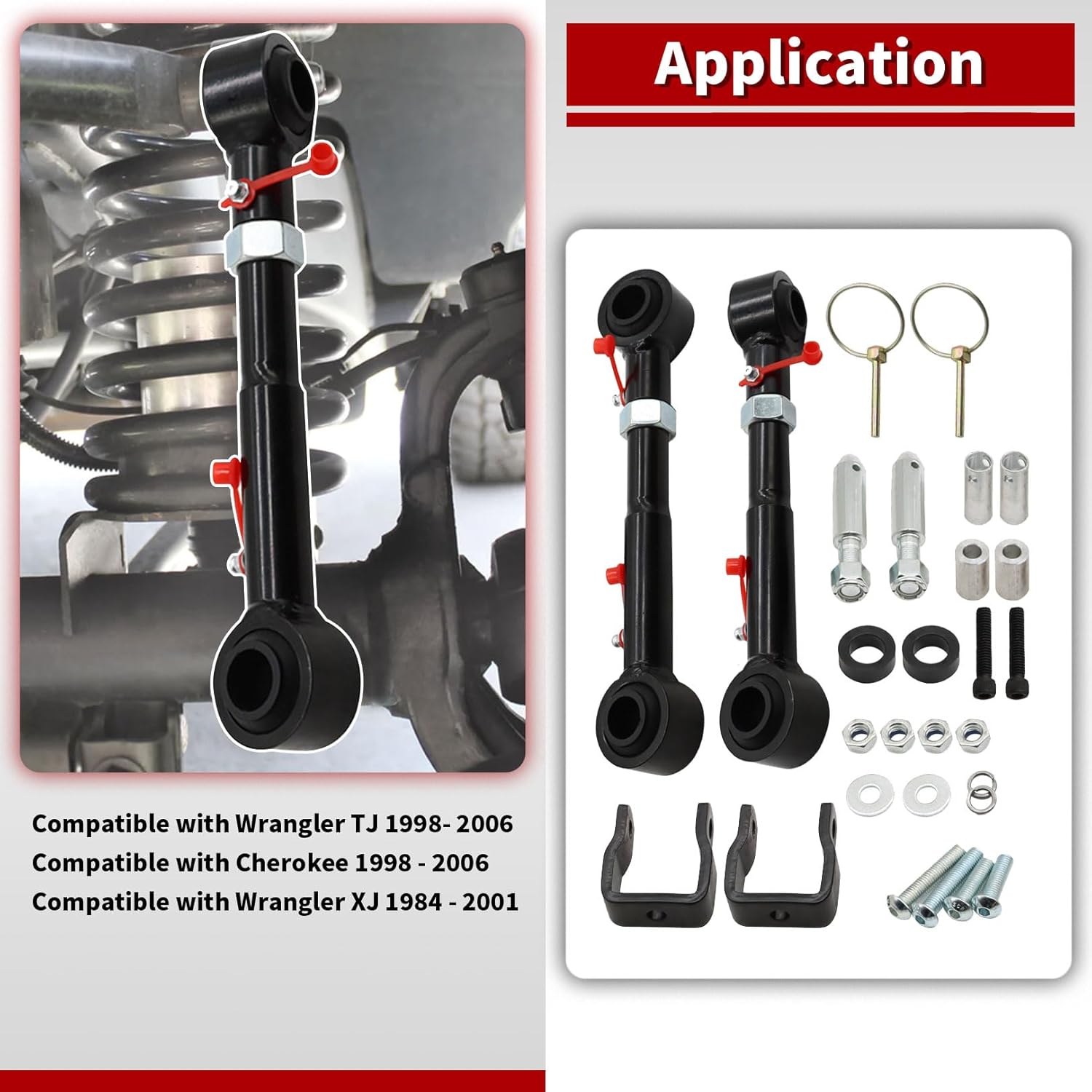 Nakkaa Front Sway Bar Links Compatible with Wrangler TJ Cherokee 1998-2006 Wrangler XJ 1984-2001 2.5-6" Lift Kits Quicker Disconnects System