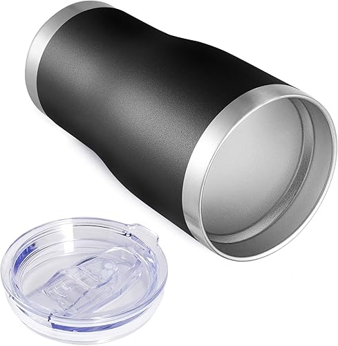 Miniatura 6 de VEGOND Vaso de acero inoxidable de 20 onzas con tapa y pajita, aislado al vacío, taza de café de viaje de doble pared (negro, paquete de 6)