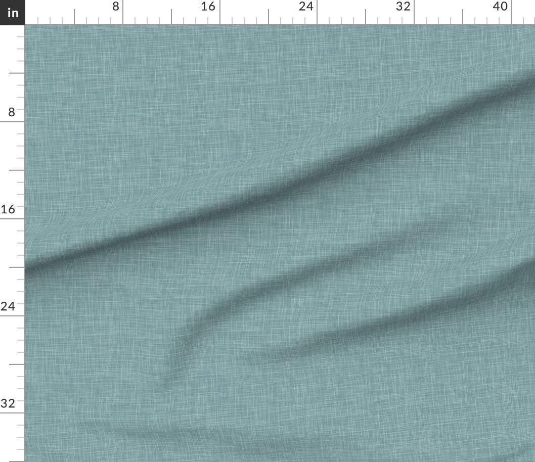 Spoonflower Fabric - Teal Linen Texture Solid Color Bedding Printed on Petal Signature Cotton Fabric by The Yard - Sewing Quilting Apparel Crafts Decor