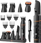 MAXGROOM Manscape All-In-One Body & Pubic Hair Trimmer for Men, No-Nick Groin & Ball Shaver, Waterproof Mens Electric Grooming Kit with LED Display, USB Rechargeable (Black)