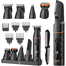 Manscape All-in-One Body &amp; Pubic Hair Trimmer for Men, No-Nick Groin &amp; Ball Shaver, Waterproof Mens Electric Grooming Kit with LED Display, USB Rechargeable (Black)