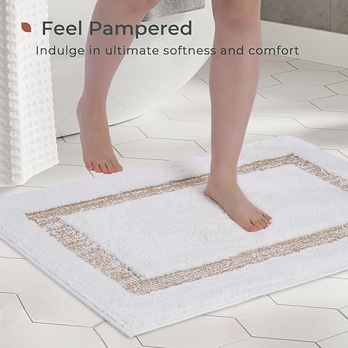 Miniatura 4 de FRESHMINT Alfombra de baño con borde copetudo, de 17 x 24 pulgadas, tapete antideslizante para suelo de baño y bañera, tapete de ducha absorbente de