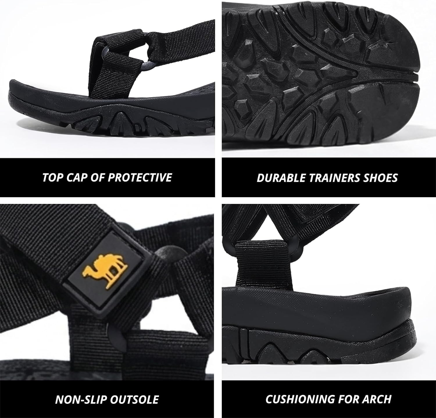 CAMELSPORTS Mens Hiking Sandals Open Toe Outdoor Sport Sandals with Arch Support Walking Sandal for Man Non-Slip Sole for Beach, Trail & Travel