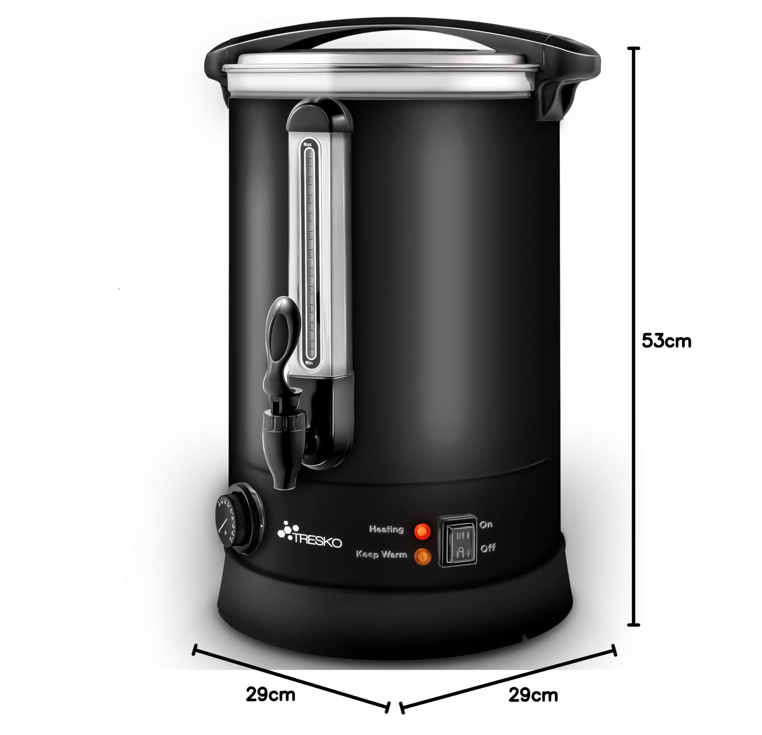 TRESKO® Bollitore per Vin Brulè 10L / 1500W Automatica da Cucina in Acciaio Inox Bollitore Vin Brulè Dispenser di Bevande Calde Distributore di Acqua Calda