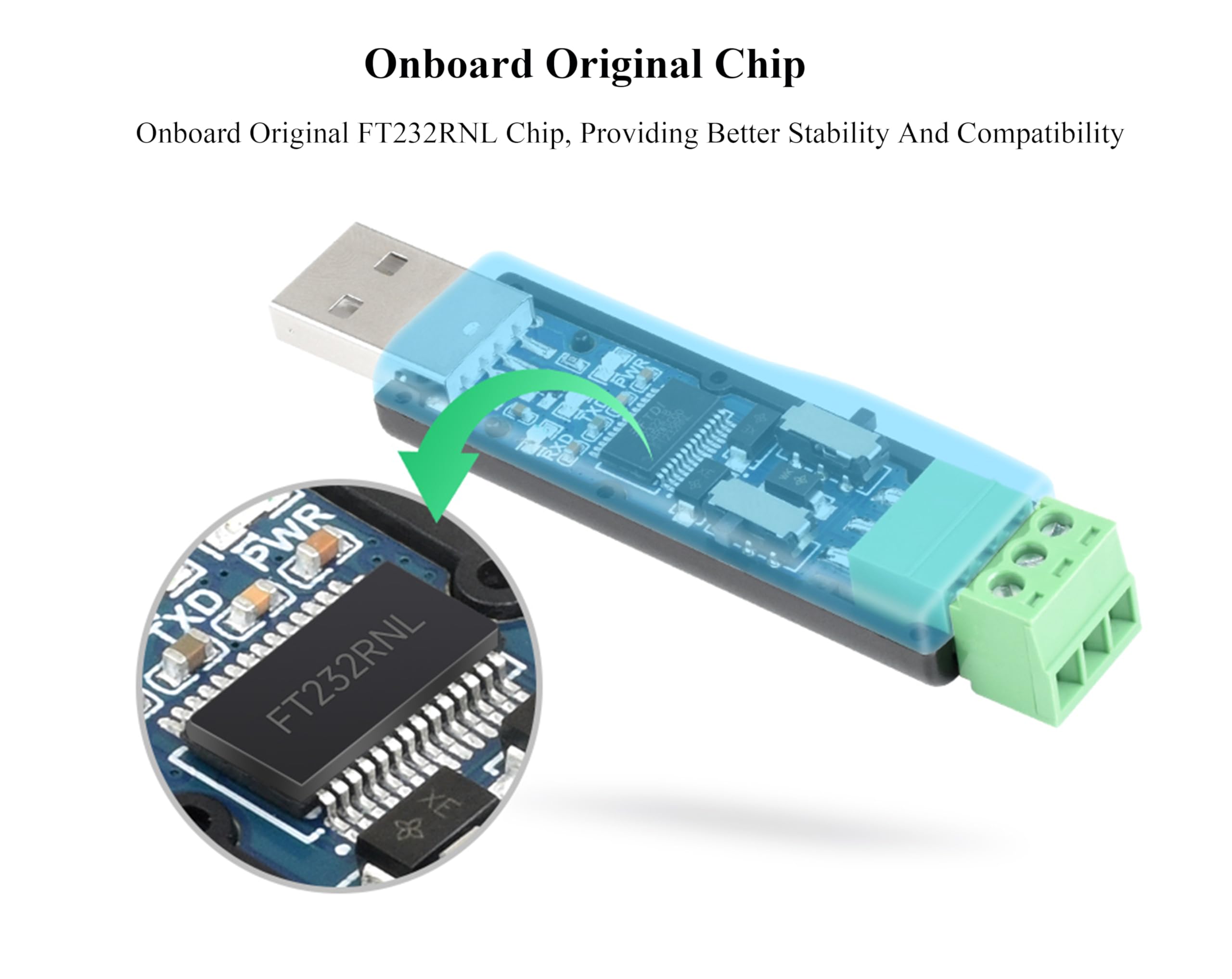 USB to RS232/RS485 Serial Converter Adapter, Onboard Original FT232RNL Chip Stable, Compatible withRaspberry Pi/Jetson Nano/Windows XP/7/8/10/11, etc
