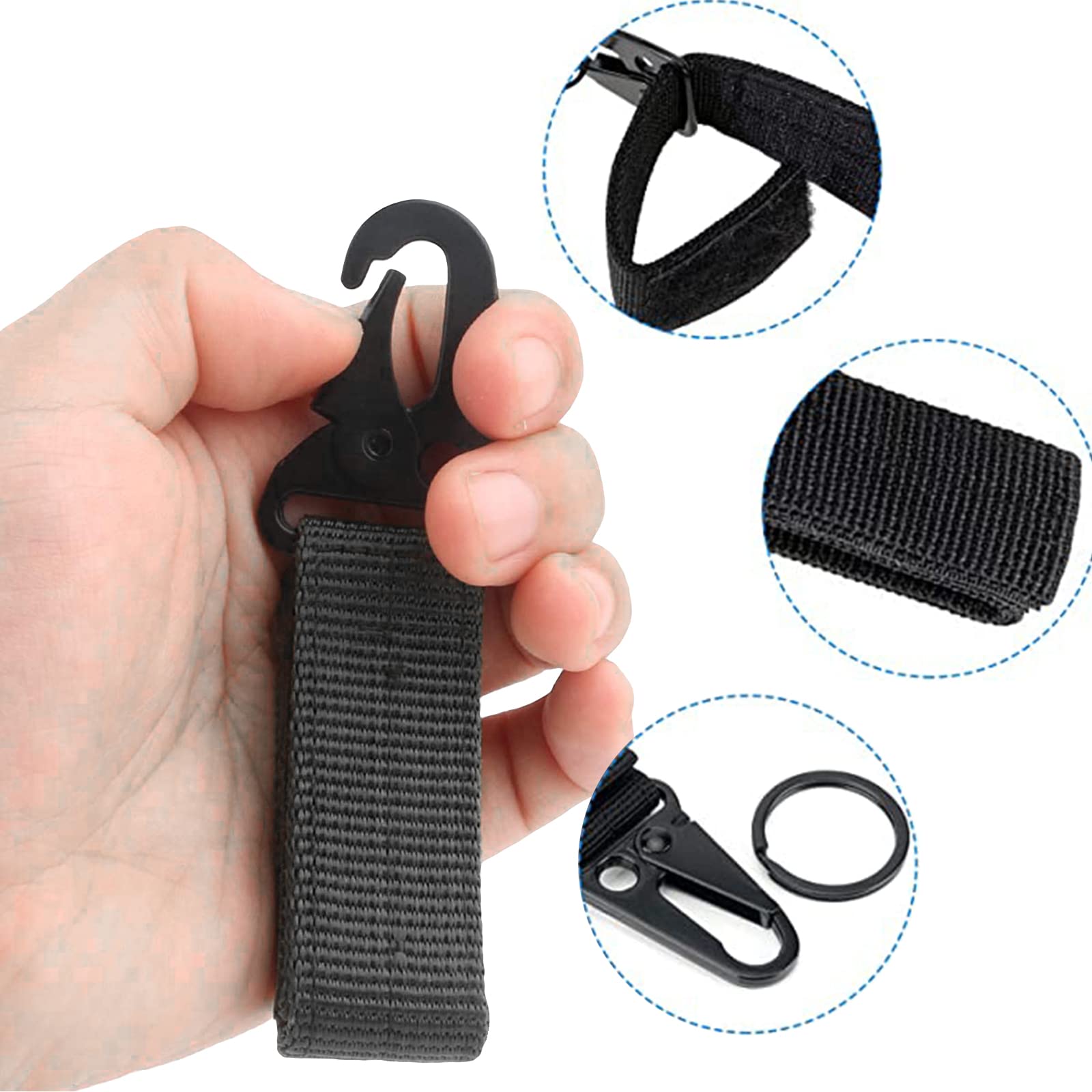 Lot De 2 Mousquetons Nylon Tactiques - Porte-clés Ceinture - Pour Randonnée Ou Outdoor