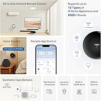 Vista 2 de Tapo Hub inteligente IR e IoT con timbre - Control remoto universal para televisores, ACS y más de 18 tipos de dispositivos, certificado de materia