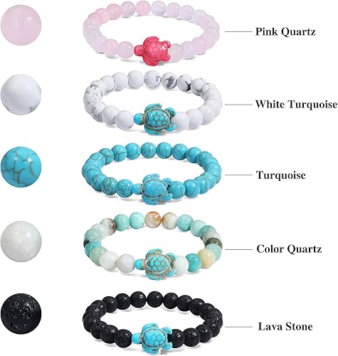Miniatura 6 de Turtle Bracelet Sea Turtle Beaded Bracelet Father's Day gifts Natutal Stone Stretch Fits Most for Men Women Fashion Jewelry Valentines Day Gifts