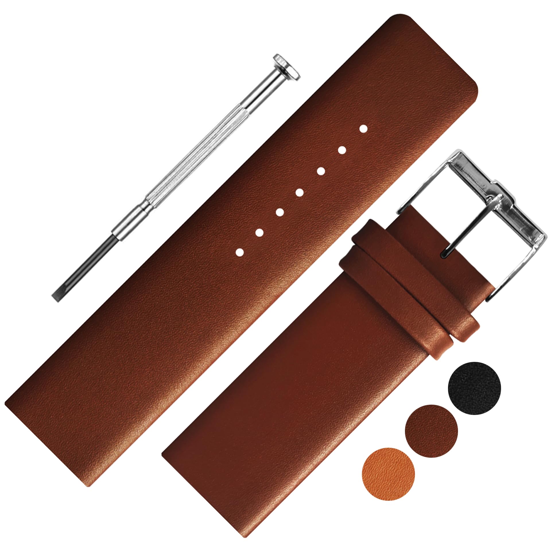 DBLACK TNDS1 Genuine Thin/Slim Leather Watch Strap, Plain Boxy Design, Watch Straps // Replacement Band for TITAN Edge Slim Watches, For 18mm, 22mm, or 22mm Watch Band (Choose Your Size & Color) (Brown, 20mm) (B0D821WR2S) Amazon Price History, Amazon Price Tracker