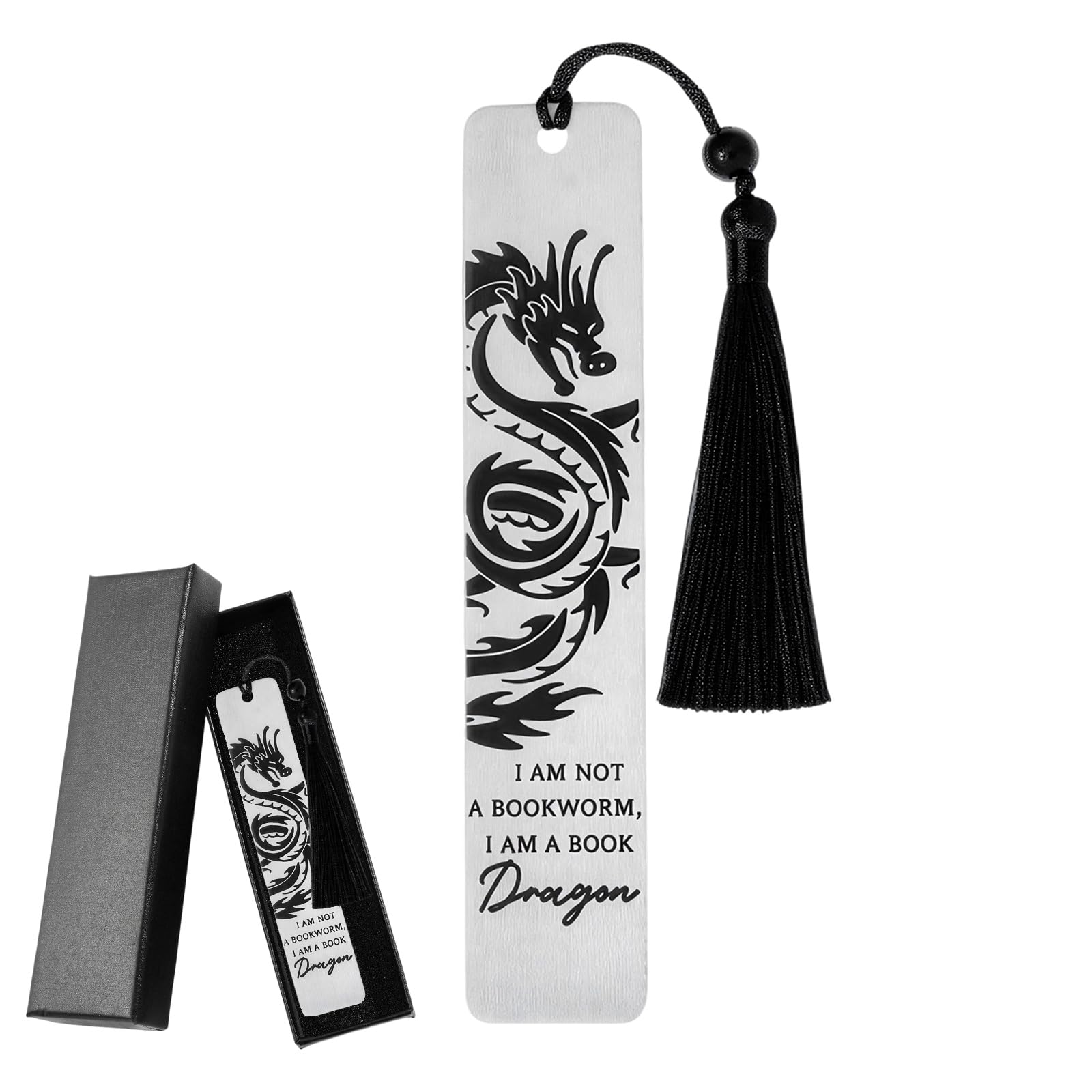 Metal Bookmarks for Men Dragon Bookmarks Gifts Fantasy Cool Fourth Wing Bookmark with Black Tassel Novel Fans Bookworm Teacher Art Page Markers Supplies for School Home Office Student