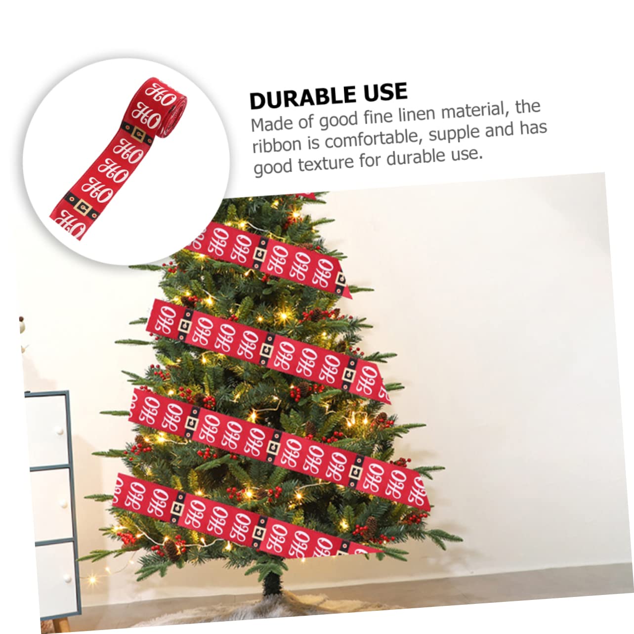 Housoutil 4 Pezzi Nastro Raso Natalizio Rosso per Regali e Decorazioni Albero Nastro Fai da Te in Lino Morbido e Resistente per Fiocchi Regalo e Addobbi Festivi