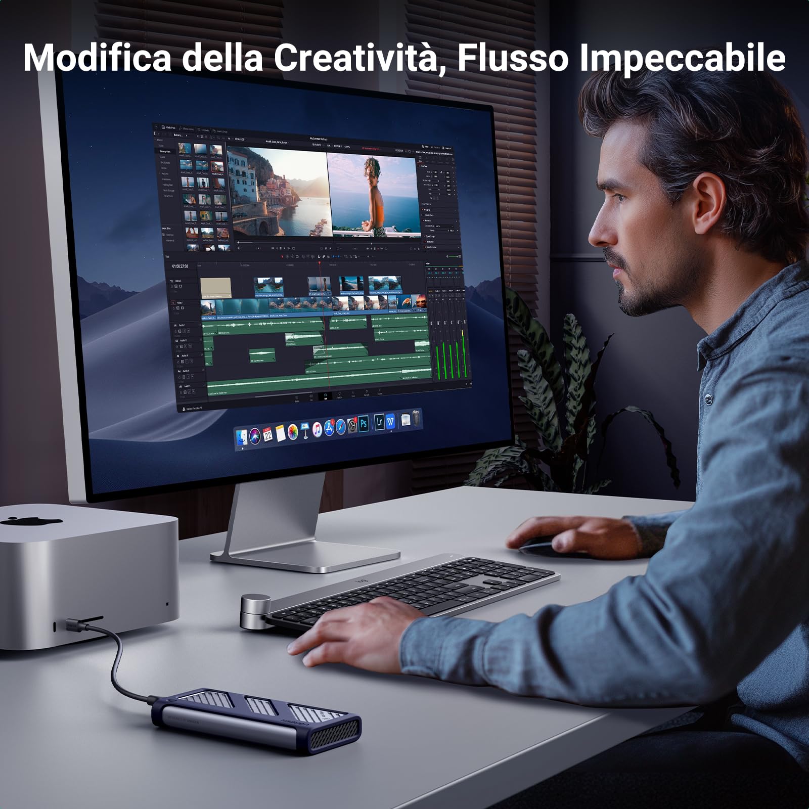UGREEN Alloggiamento SSD M.2 NVMe, Enclosure NVMe da 40 Gbps con USB4, [guscio in alluminio Lager e ventola PWM], supporto UASP e TRIM, alloggiamento M.2 compatibile con chiavi M & M+b e dimensioni in