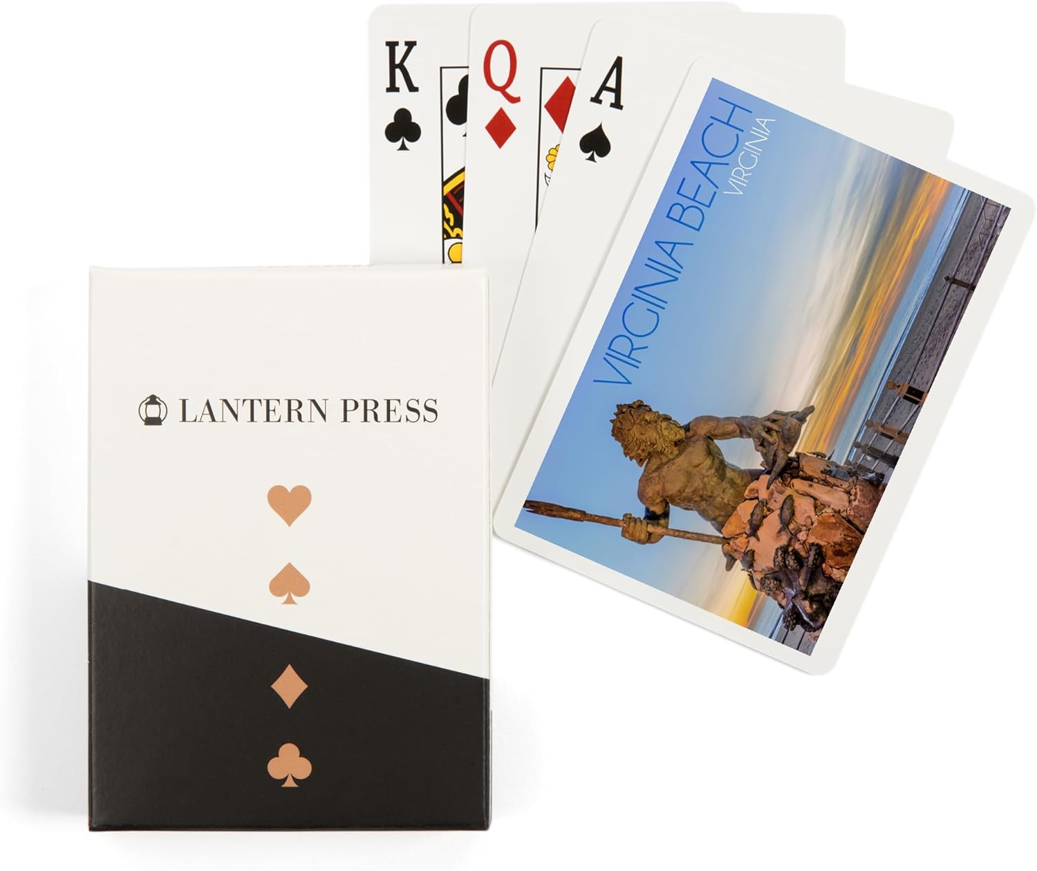 Lantern Press Virginia Beach, Virginia, King Neptune Statue, 52 Playing Cards for Adults, Poker Size Card Deck