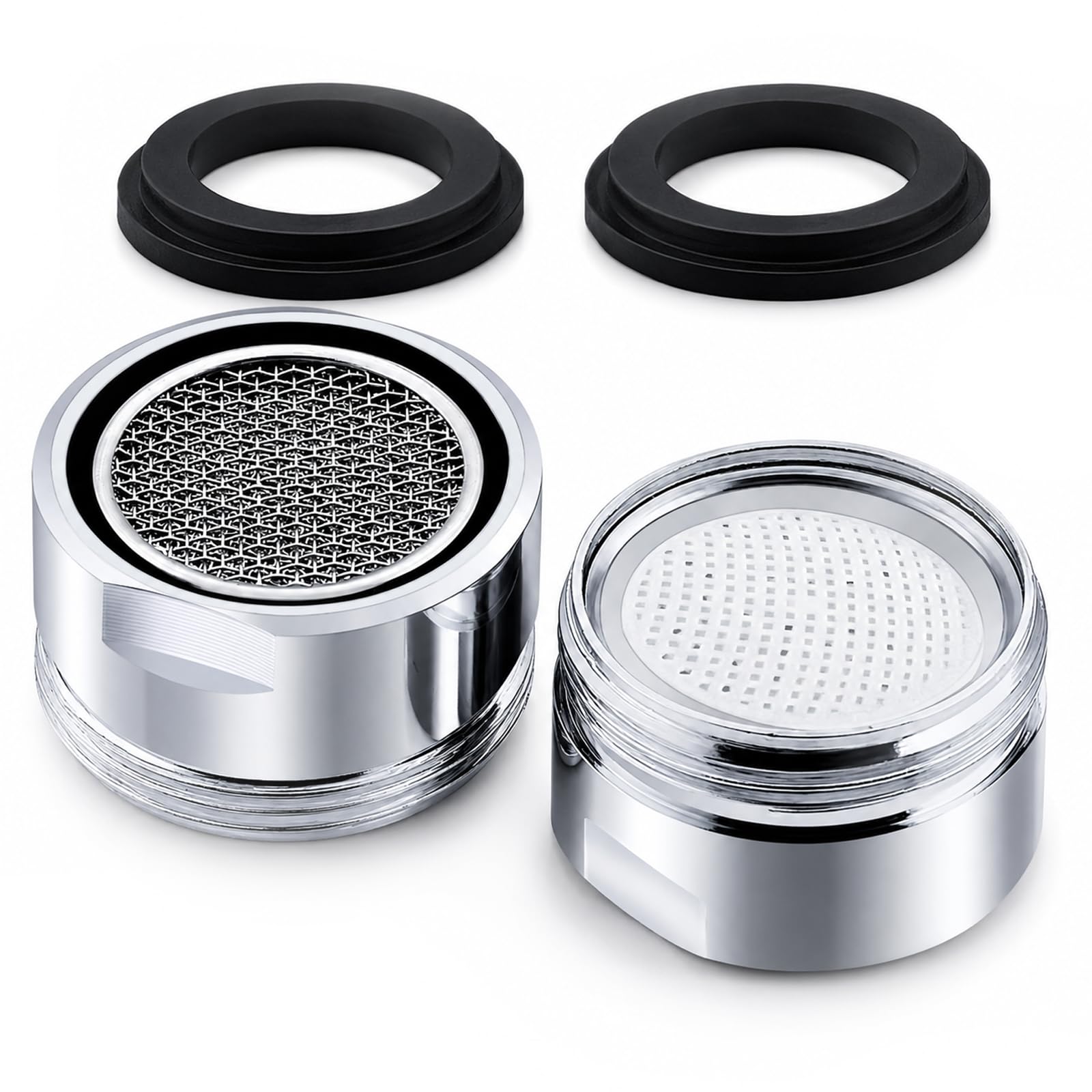 2 Pcs Tap Aerator,M24 Stainless Steel Kitchen Tap Aerator,Faucet Aerators,Taps Filter Nozzle,for Kitchen Sink Bathroom Sink Daily Cleaning Vegetable Washing Dish Washing Home (Silver)