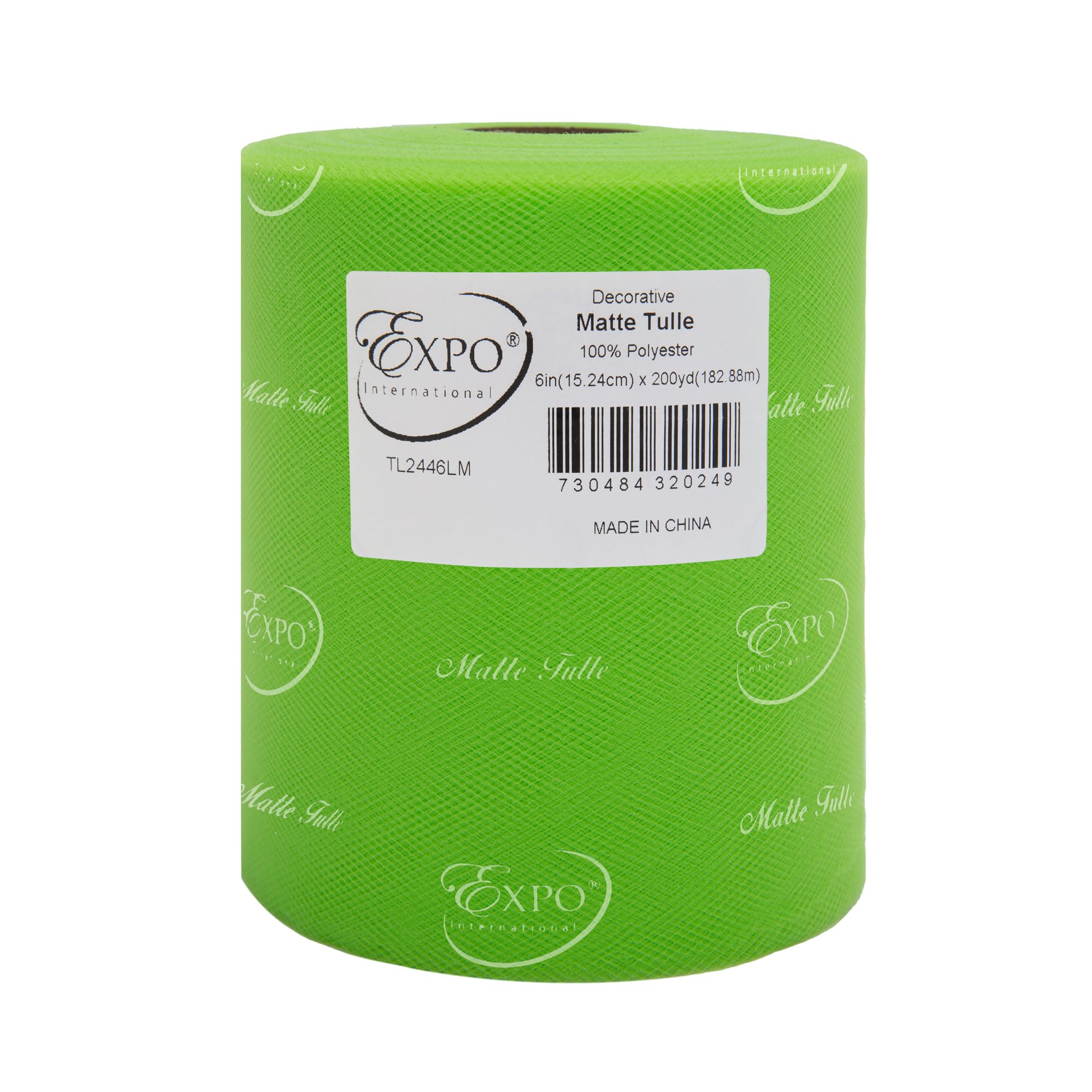 Expo International Decorative Matte Tulle, Roll/Spool of 6” X 200 Yards, Lightweight Polyester Tulle Fabric for Tutus, Costumes, and Party Decorations, Washable, Easy-to-Use, Lime