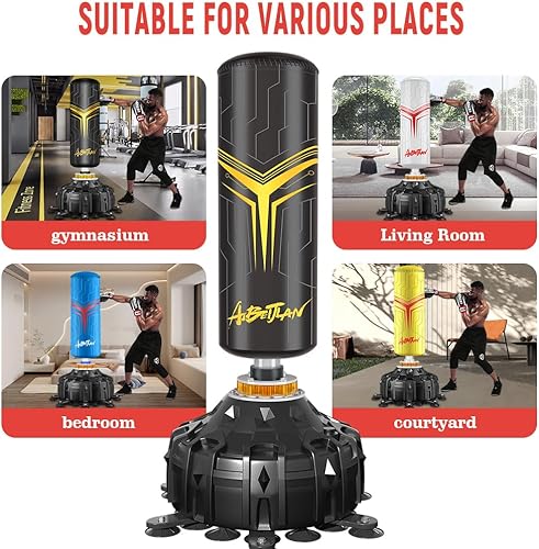 Miniatura 9 de AIBEIJIAN Saco de boxeo con soporte para adultos de 70 pulgadas con guantes de boxeo, bolsa de boxeo con soporte, amortiguador, base de ventosa,