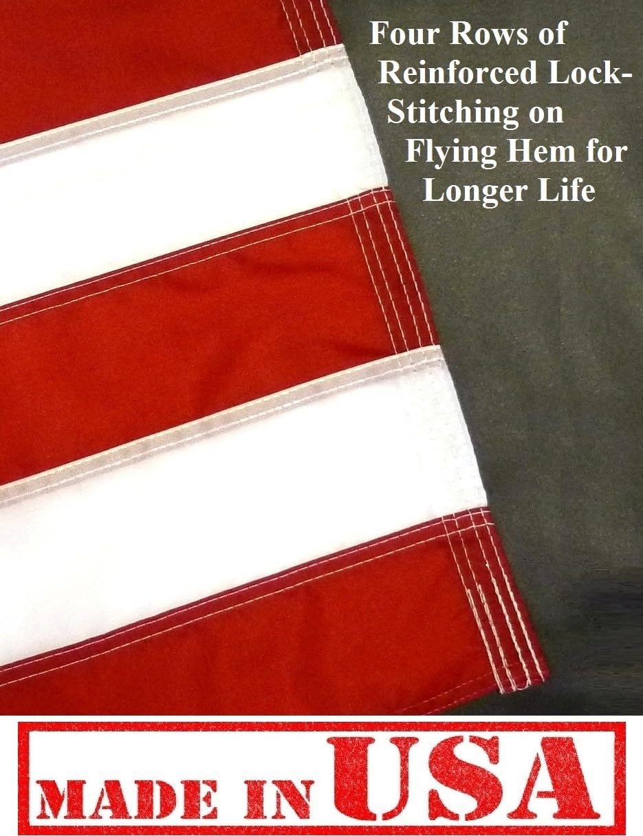 US Flag Factory - 5x8 FT US American Flag (Embroidered Stars, Sewn Stripes) Outdoor SolarMax Nylon Flag - Made in America - Premium Quality (5x8 FT)