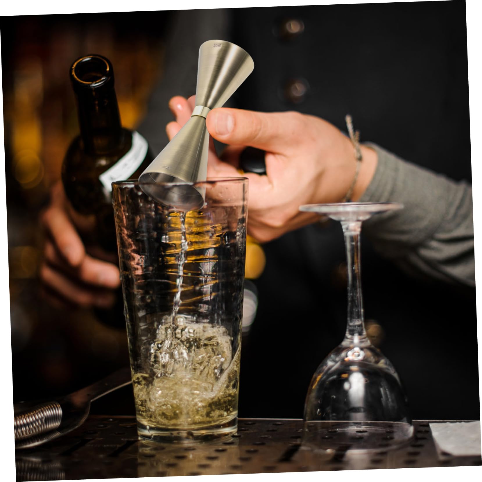 Cabilock Lot De 2 Doseurs À Cocktail En Acier Inoxydable Double Once Pour Barman Appareil De Mesure Précis Pour La Maison Et Le Bar