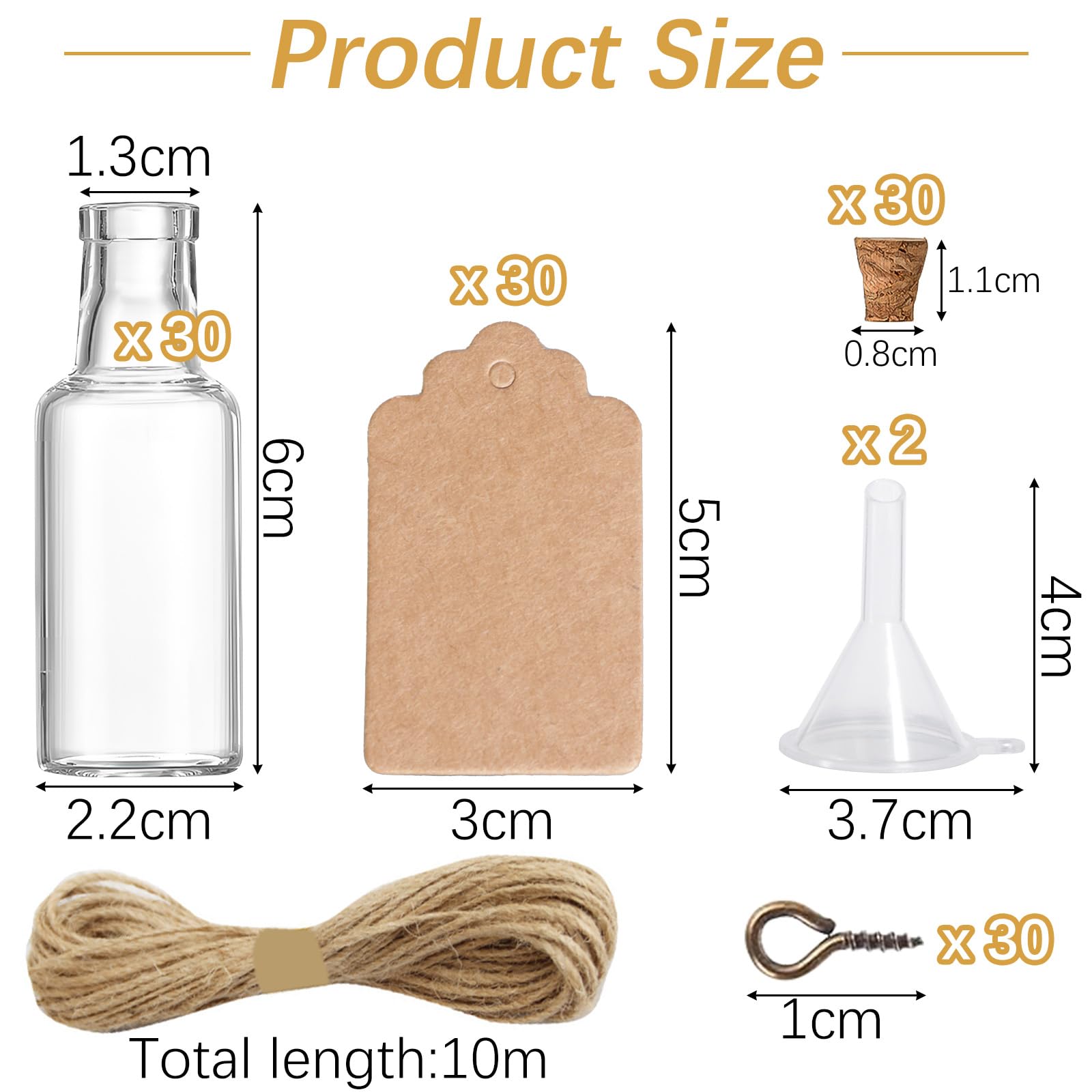 30 Pièces Petite Fiole en Verre 12ml Petite Bouteille En Verre Avec Bouchon Liège Tubes à Essai en Verre avec Bouchon en Liège Mini Bouteille Verre pour épices Décoration de Bricolage