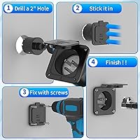 Vista 5 de Entrada de 15 amperios, entrada de alimentación de 125 V con cubierta impermeable, 2 polos y 3 cables macho receptáculo de entrada de alimentación