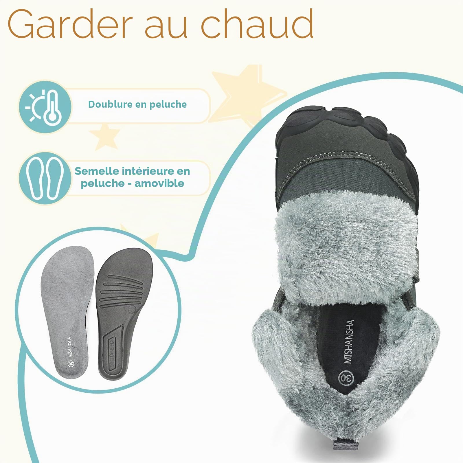 Mishansha Enfants Barefoot Chaussures de Hiver Garçons Bottes de Neige Filles Bottines Chaudes Trekking Antidérapant Gr.25-36 EU